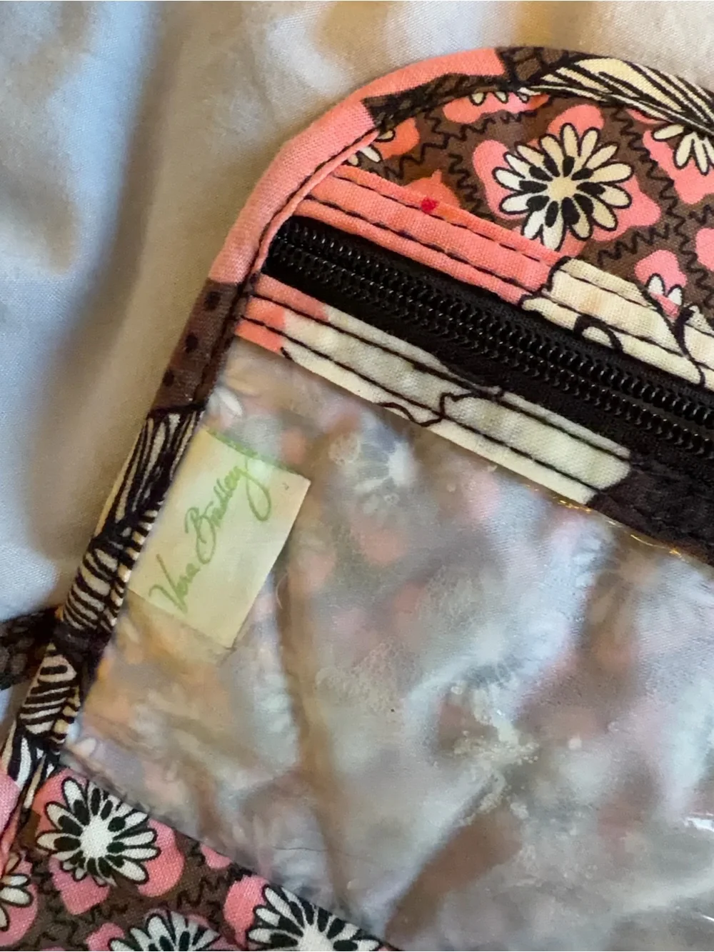 Vera Bradley Mocha Rouge pink floral travel jewelry organizer
